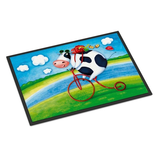 Carolines Treasures Cow Riding Bicycle Indoor or Outdoor Mat, 18 x 27 in. APH0076MAT - main